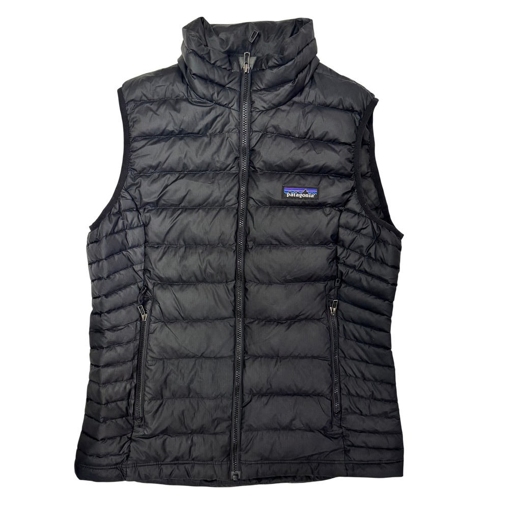 Patagonia Womens Down Sweater Vest Black Puffer Full Zip Small